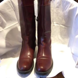 Eddie Bauer knee high brown leather boots.